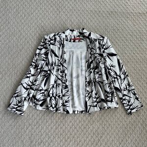 Alice + Olivia Open Jacket/Blazer Botanical Ink (Black/White) XS NWT Office
